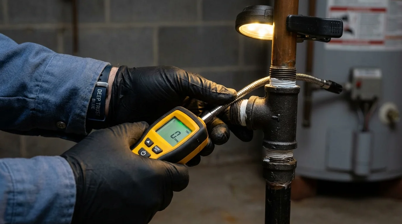 Gas leak detection with electronic sniffer by Johns Plumbing LLC in Beavercreek