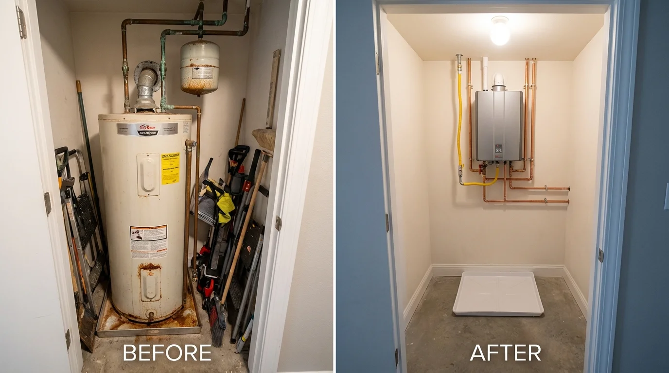 Tank water heater versus wall-mounted tankless unit comparison for Beavercreek, OR homeowners