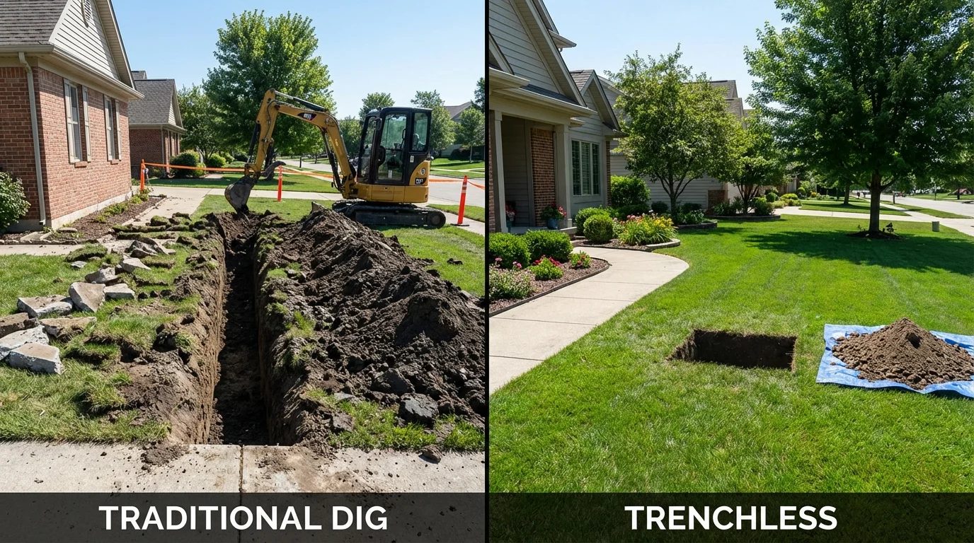 Trenchless sewer repair with minimal yard damage versus traditional excavation in Beavercreek, OR